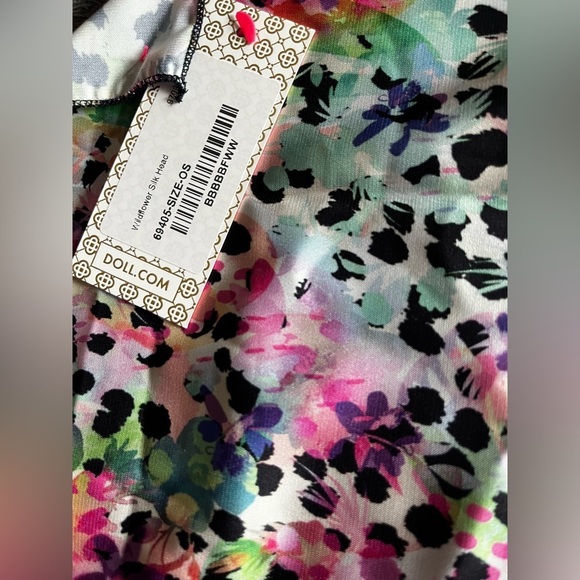 NWT DOLL Swimwear Wildflower Silk Head Scarf OS Bandana Vacation Animal Print - Picture 4 of 8